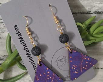 Aboriginal designed sublimation earrings  purple triangle modern artwork