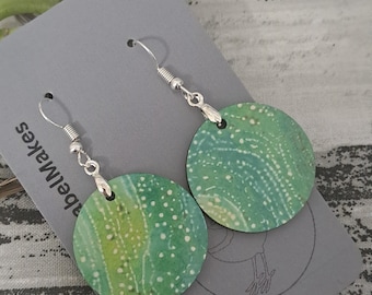 Aboriginal art designed sublimation earrings green round