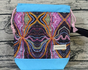 Aboriginal print drawstring project bag