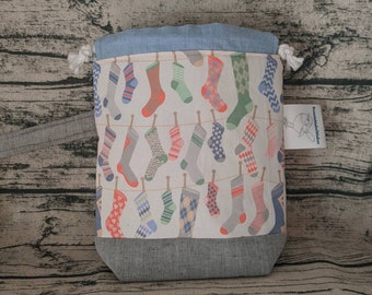 Knitting project bag, sock fabric