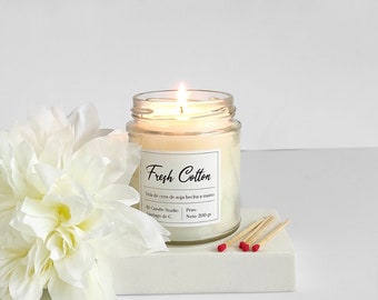 フレッシュコットンの香りのソイキャンドル、クリーンランドリーアロマ、ホームデコレーションスパキャンドル