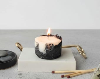 Small Cement and Wax Candle | Minimalist Home Decor | Unscented Candle