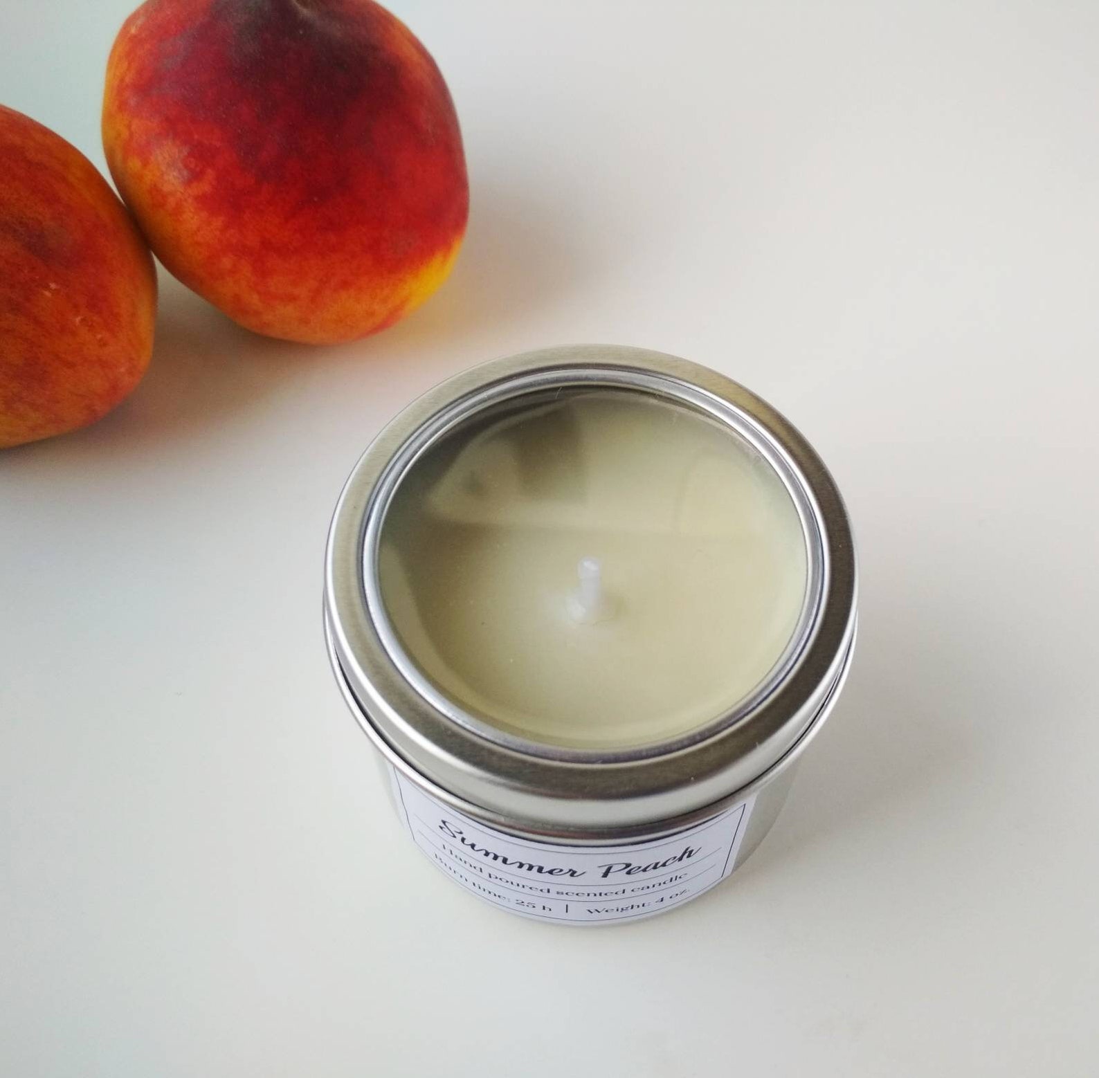 Peach scented candle in tin4 oz soy candle Gift for friend Etsy