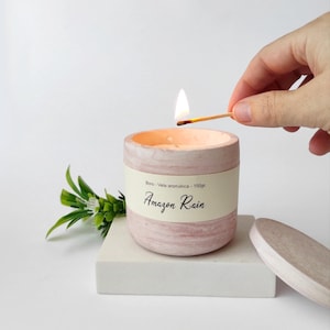 Soy wax candle in concrete vessel, Fresh and earthy scent, Relaxing gift, Luxury home decor, Buy 2, Save 20%