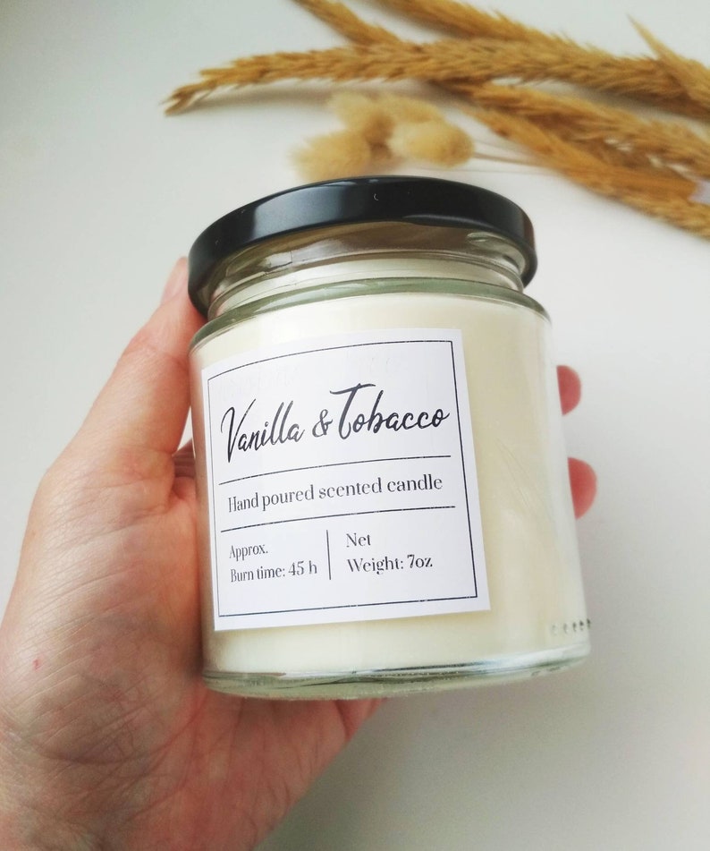 Vanilla Tobacco Soy Candle Scented Candle Hand Poured Etsy