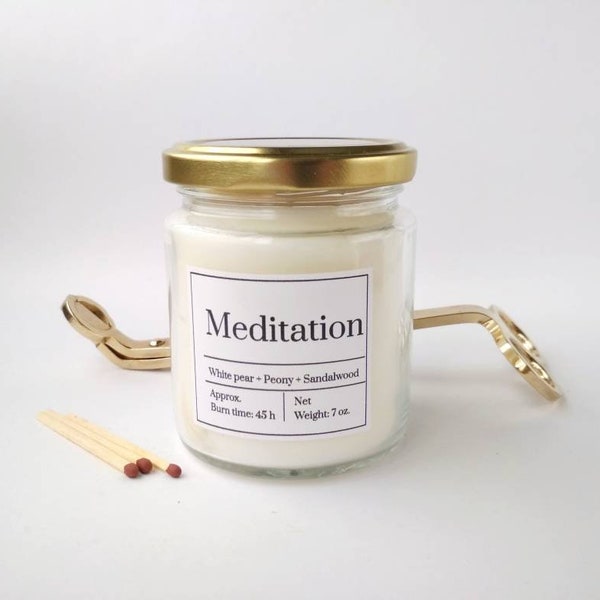 Handmade Vegan Meditation Candle for Relaxation, Anti-stress gift for mom, Natural and vegan wax candle, Candle for mindfulness practice