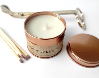 Cute small candle, Relaxing gift, Travel candle in 100 gr tin, Natural soy wax candle gift for her, New home candle