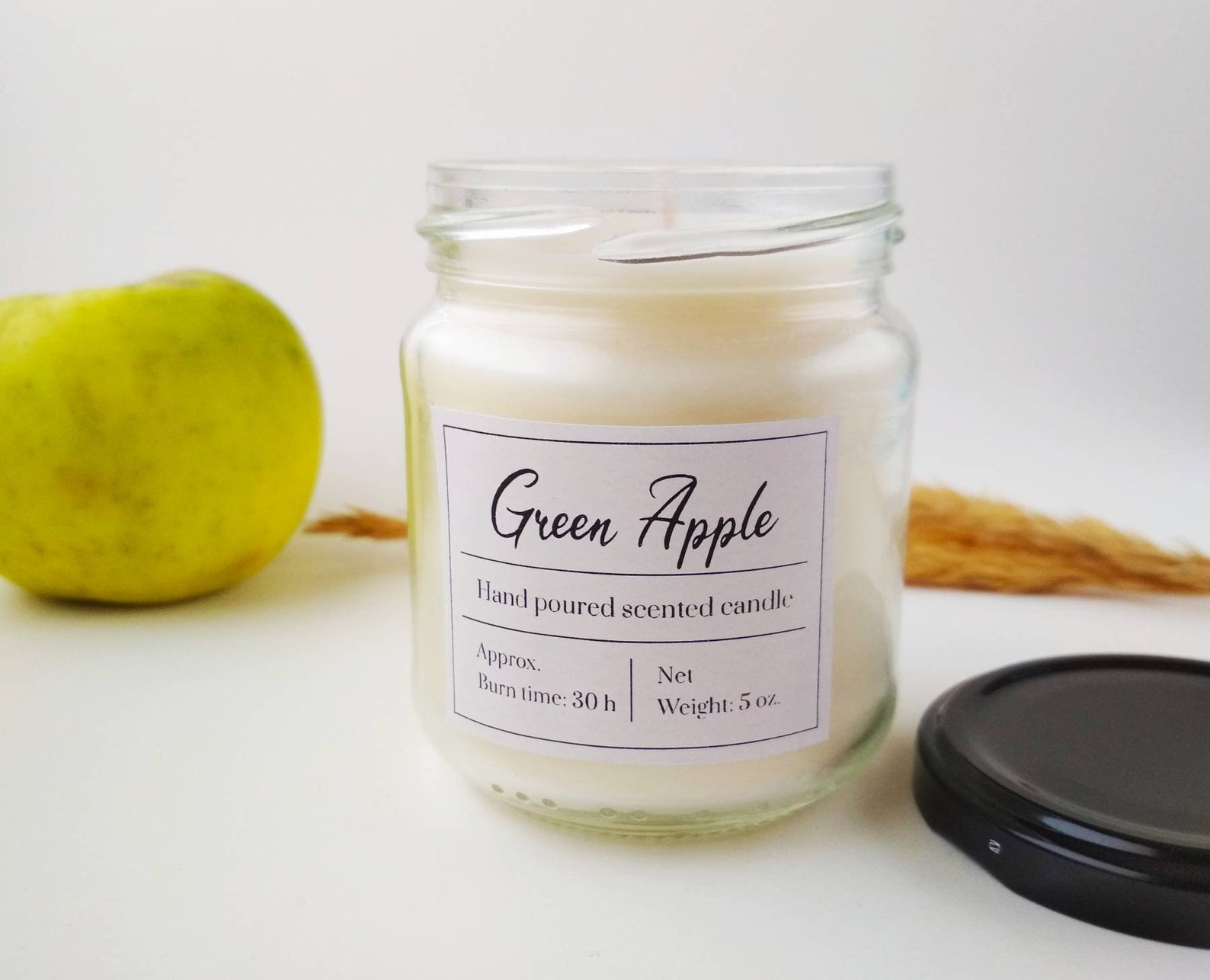 Green Apple natural wax scented candle Fruity candle in 5 oz Etsy