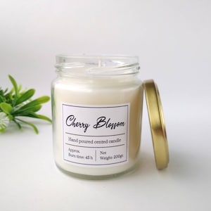 Cherry Blossom Candle – Floral Soy Wax – Handmade Spring Candle – Minimalist Home Decor – Gift for Her