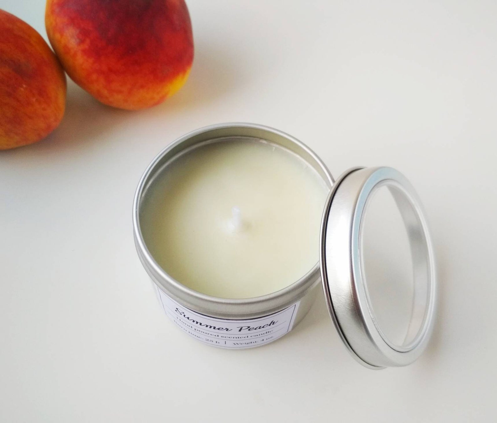 Peach scented candle in tin4 oz soy candle Gift for friend Etsy