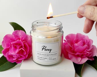 Peony soy candle, Relaxing floral scented, Mothers Day gift, Minimalist candle