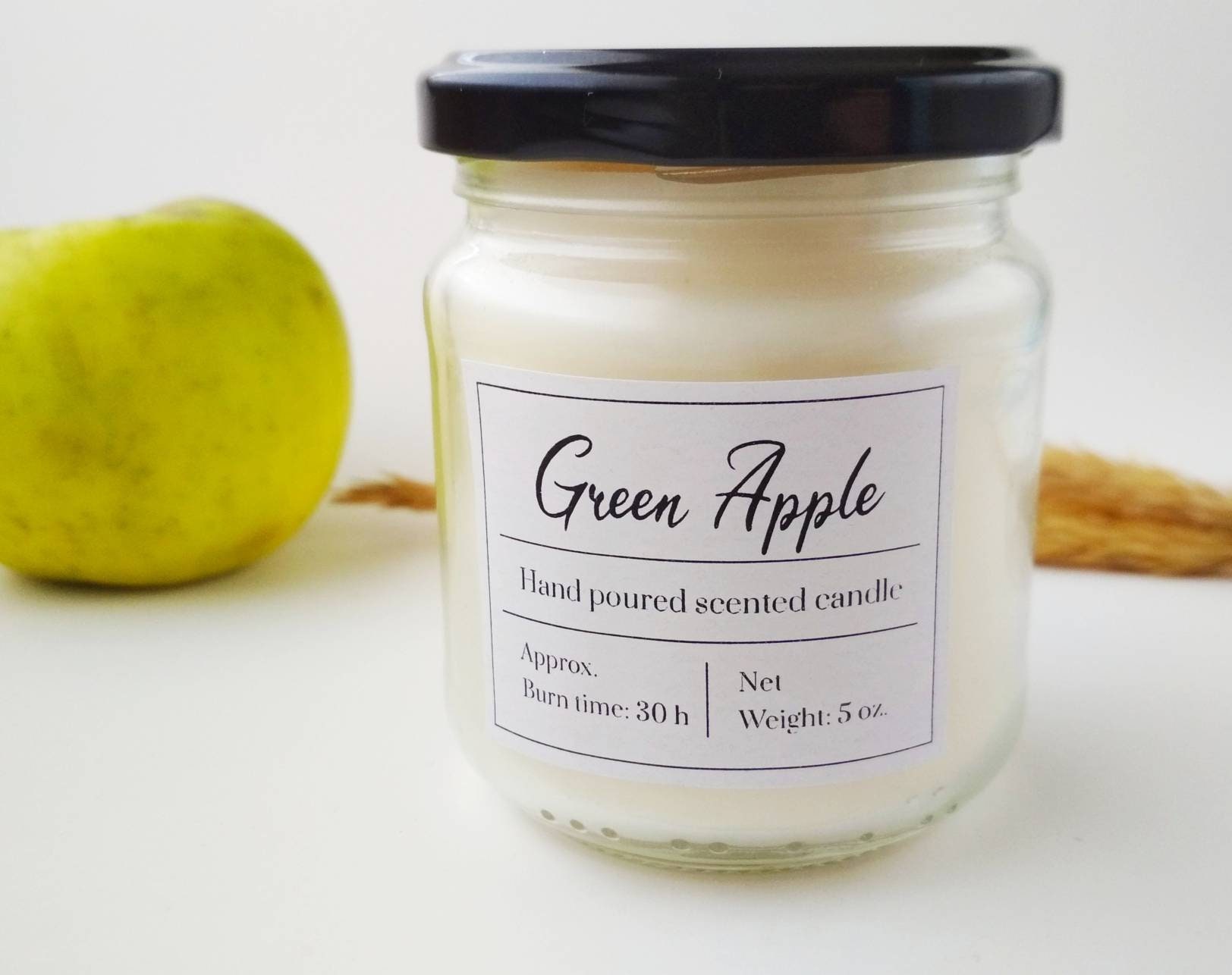 Green Apple natural wax scented candle Fruity candle in 5 oz Etsy
