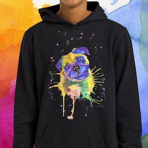 Rainbow Pug Sweater Bright Colourful Puppy Jumper Gift Dog Lover Sweatshirt