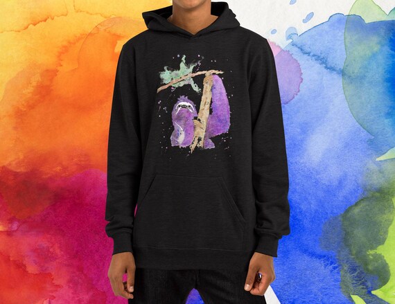 Purple Sloth Hoodie, Abstract Sloth Hoody, Sloth Lover Sweatshirt, Watercolour Sloth Sweater, Sloth Gift, Sloth Clothing Present, Sloths