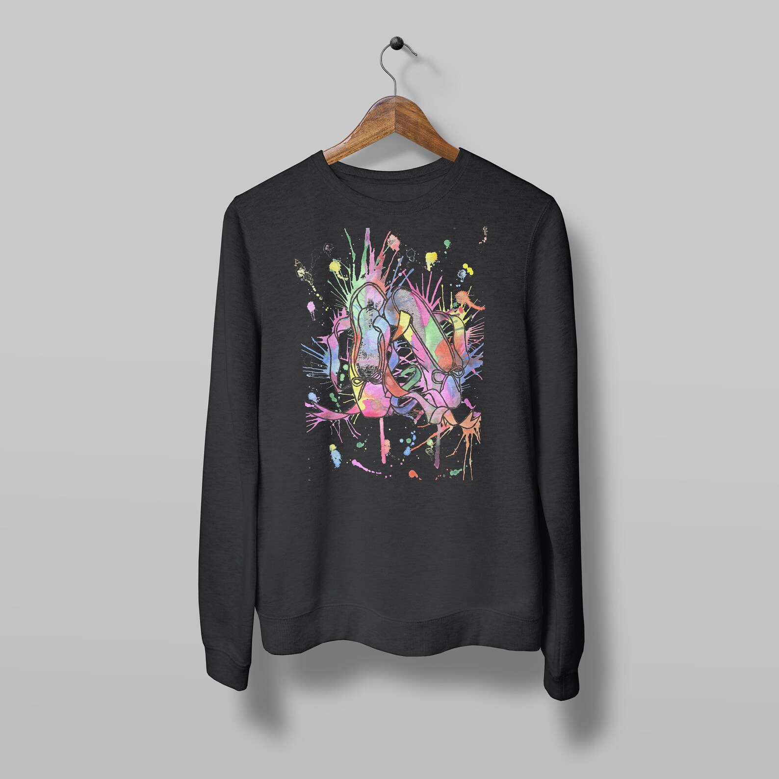 pastel ballet shoes sweater, rainbow ballet dancer sweatshirt gift lover hobby