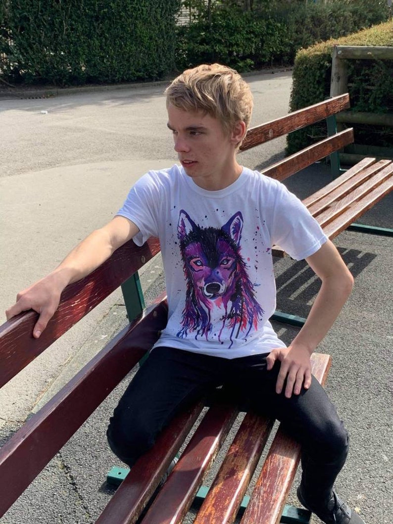 Mens Wolf Tshirt Purple Wolves Tshirt Wolf Lover Shirt Etsy