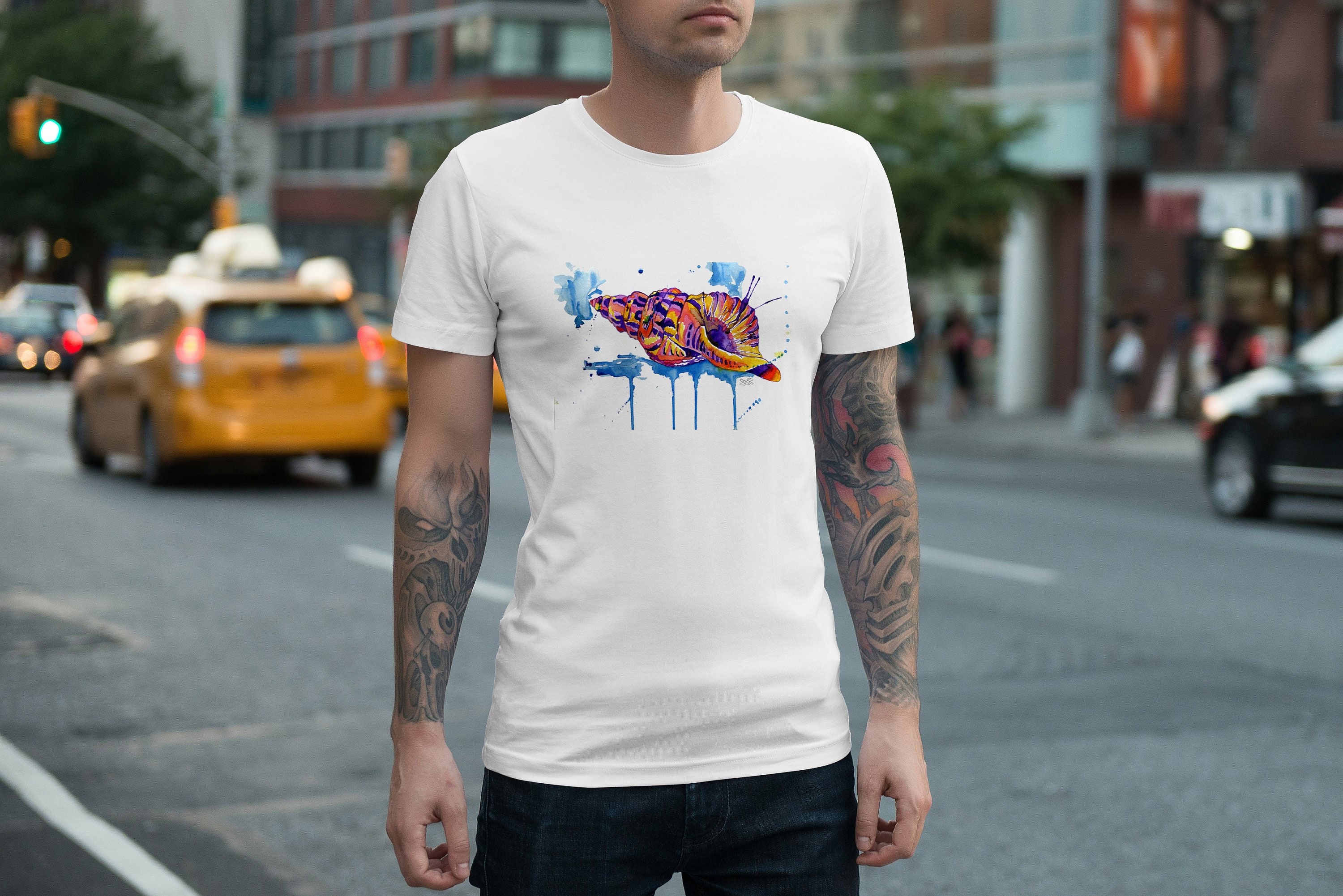 Image of Mens Sea Shell T-Shirt, Ocean Coral Reef Tee Top Shirt Gift