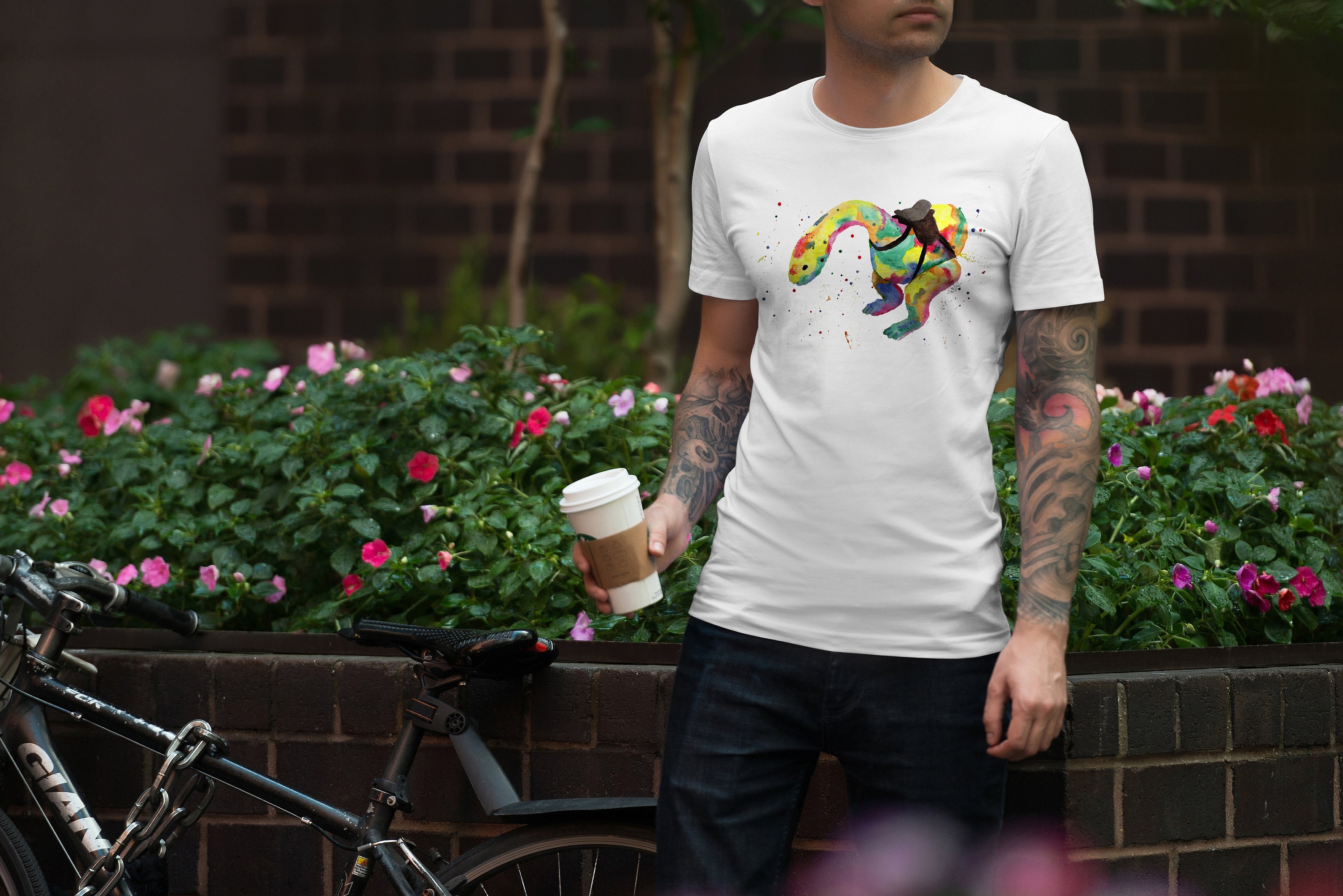 Image of Watercolour Orgo T-Shirt, Rainbow Dinosaur Shirt, Robot Dino Gift, Dinosaurs Lover Tee, R J Furness, Runners Tshirt, Book Gifts