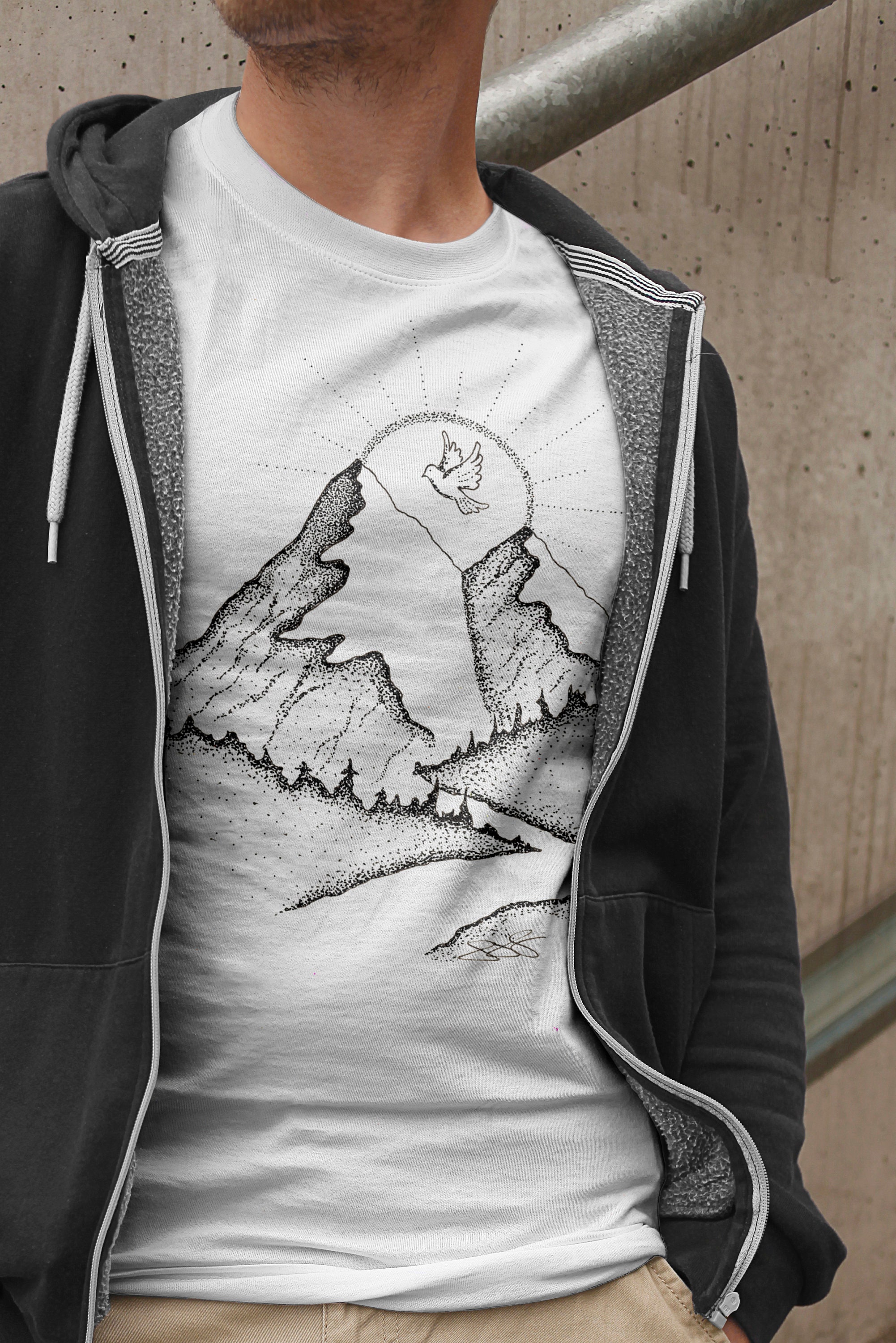 Image of Mens Mountain T-Shirt, Nature Lover Tshirt, Wilderness Gift