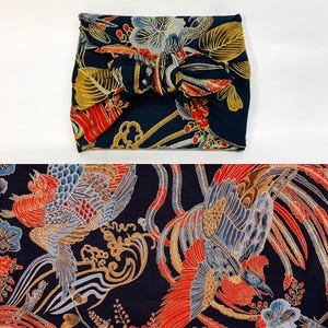 Furoshiki aus japanischer bedruckter Baumwolle mit Phönixmuster, marineblauem Hintergrund, verschiedene Größen