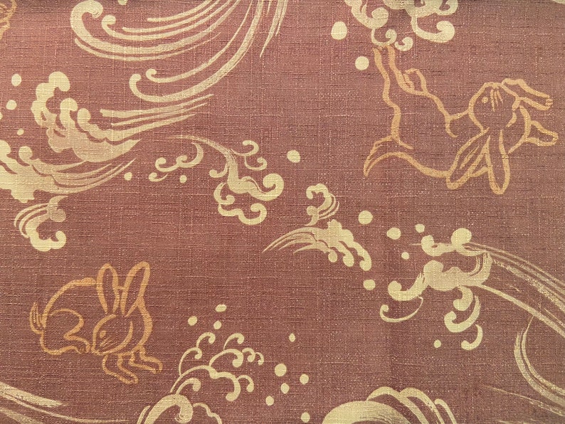 Purple Japanese print cotton furoshiki rabbit pattern in several sizes image 2