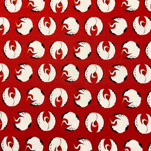 Furoshiki en coton imprimé japonais motif Tsuru/grue fond rouge plusieurs tailles image 2