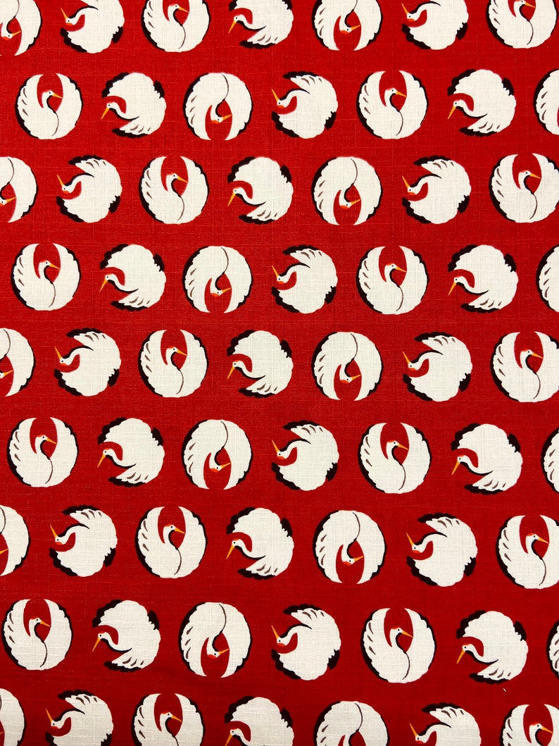 Furoshiki en coton imprimé japonais motif Tsuru/grue fond rouge plusieurs tailles image 2