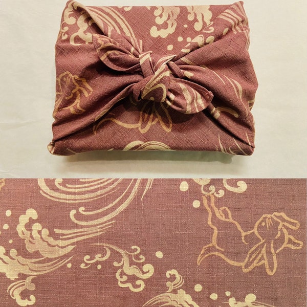 Purple Japanese print cotton furoshiki rabbit pattern in several sizes