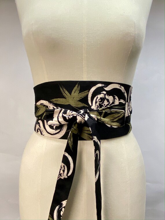 Black Leaf Fabric Belt Leaf Utility Pocket Belt ~ Festival Belt Forest Fantasy  main image 4