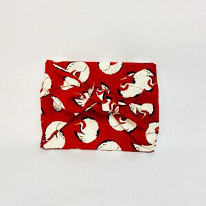 Furoshiki en coton imprimé japonais motif Tsuru/grue fond rouge plusieurs tailles image 3