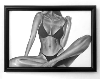 Naked woman print,Naked woman fine art,Nude woman wall decor,Nude poster pencil drawing,Girl naked sketch print,Undressed woman art print