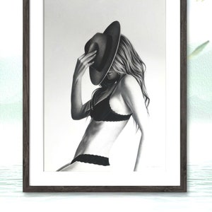 Black and white woman art, Art sensual woman,Sexy woman art painting,Realistic woman drawing,Woman fine art painting, Woman wall art piece