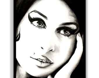 Amy Winehouse Drawing Amy Winehouse Portrait Original Etsy
