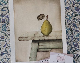 Stille life painting,Watercolor still life,Fruit watercolor,Home decor still life,Wall decor still life,Still life artwork decor watercolor