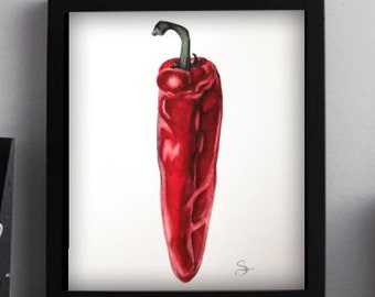 Chili pepper art,Chili pepper wall decor,Watercolor food art,Chili pepper decor wall,Watercolor art chili pepper,Chili pepper wall art food