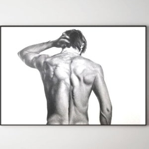 Nude man pencil drawing,Original man pencil drawing,Naked man drawing,Undressed man drawing,Realistic man drawing,Nude man artwork,Man art image 1