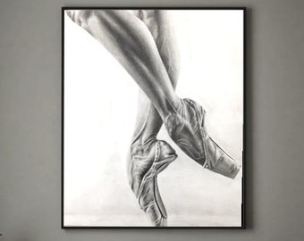 Ballerina pointe shoes art print,Ballerina art poster,Dancer pointe art print,Dance art print,Dance pointe poster,Ballet lovers,Dance lovers