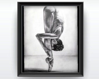 Ballerina art print,Dance art ballerina poster,Ballerina on pointe art print,Dance art print,Dance pointe shoes poster,Gift dance art lover