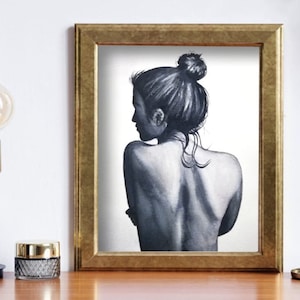 Zurück Frau nackt Malerei, Frau Malerei, Akt Frau Aquarell, Frau Kunstwerk, nackte Frau Aquarell, nackte Frau Malerei, nackte Frau Zeichnung,