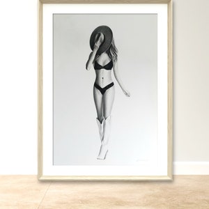 Realistic woman artwork, Original woman drawing,Art sexy woman,Drawing woman black and white, Woman fine art painting, Woman wall art piece