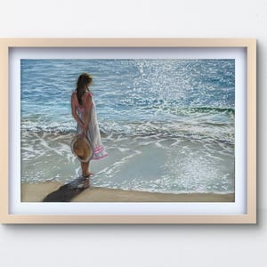 Pintura original de paisaje marino, arte de paisaje marino, arte de paisaje al atardecer, pintura de paisaje marino de playa, decoración de arte de pared marina, paisaje marino pintado a mano