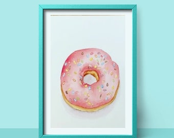 Donut art,Doughnut wall art,Watercolor food art,Donut art wall,Watercolor art doughnut,Watercolor art food,Donut wall decor,Doughnut artwall