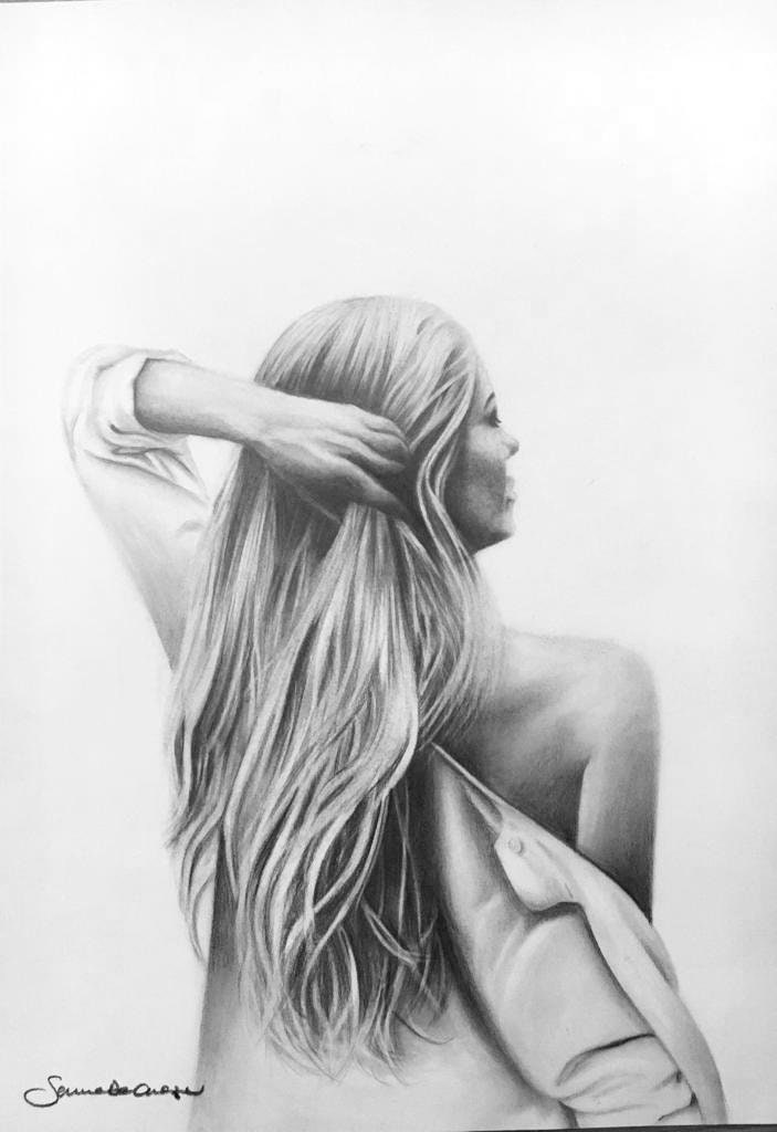 Woman Back Pencil Drawing,sexy Woman Pencil Drawing,original