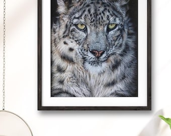 ユキヒョウの子、ユキヒョウの絵画、かわいい子猫のアート、赤ちゃんの