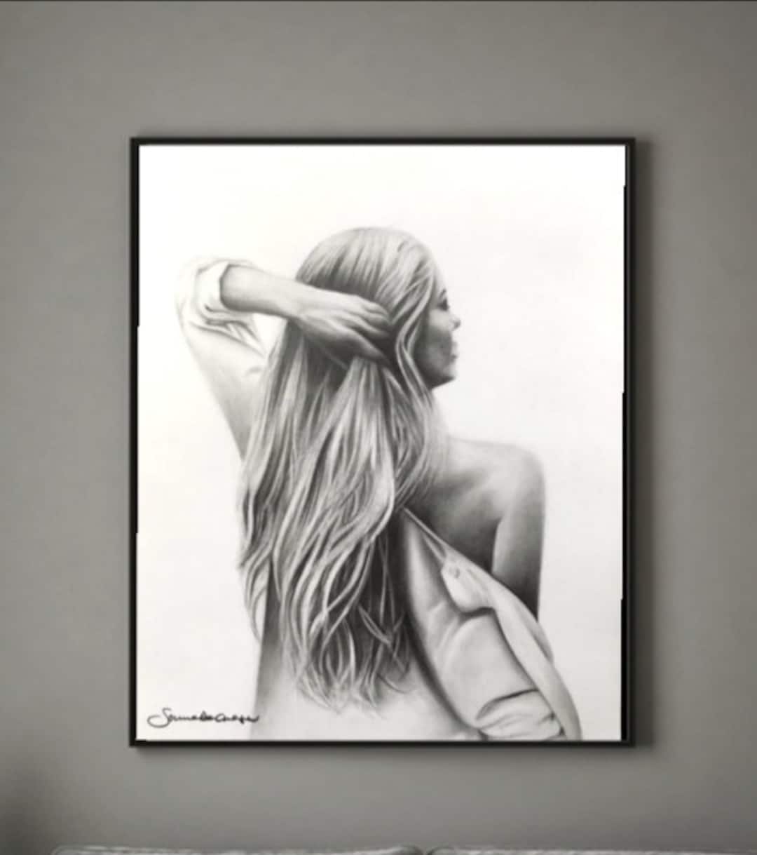 Hot girl Pencil drawings - A4 size - Black and White