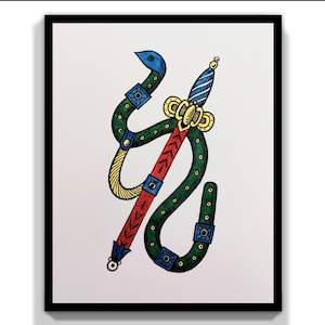 Asso di spade napoletano,Acquerello asso di spade, Quadro carta da gioco,Carte da gioco italiane, Quadro napoletano carta Asso di Spade