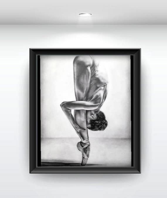 Ballerina art print,Dance art ballerina poster,Ballerina on pointe art print,Dance art print,Dance pointe shoes poster,Gift dance art lover