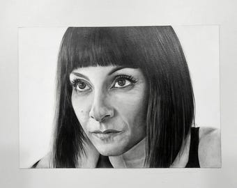 Zulema Zahir portrait,Vis à Vis wall art,Najwa Nimri freehand drawing,Najwa Nimri original drawing,Zulema Vis à Vis wall decor,Najwa artwork