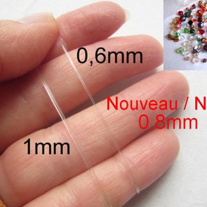 Fil élastique résistant, cordon extensible, en nylon incolore, transparent, 0,6mm, 0,8mm ou 1mm