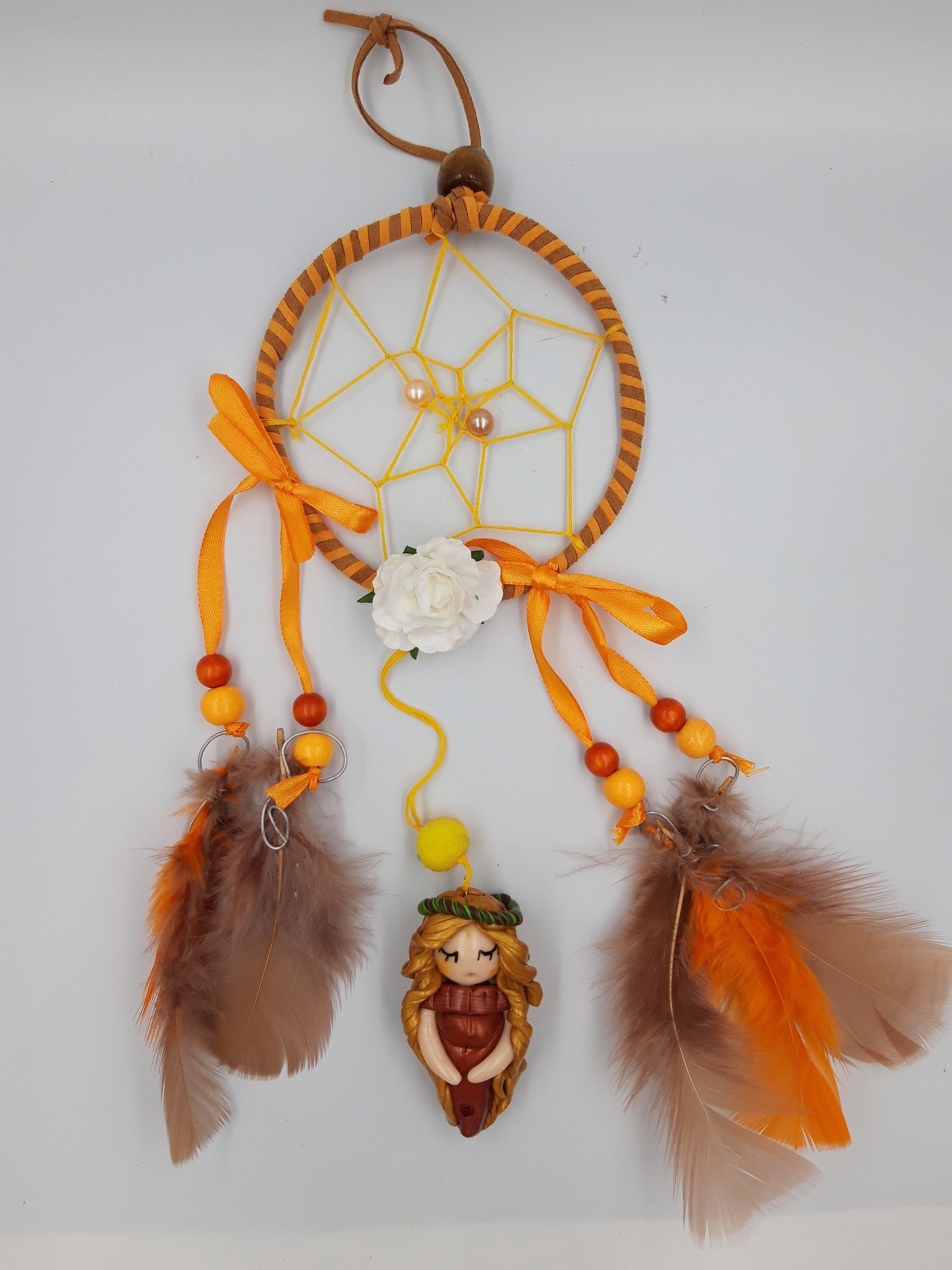 Petit Attrape Rêves Déesse de L'automne -Décoration Féerique Chambre Enfant -Attrape Or, Cuivre et O